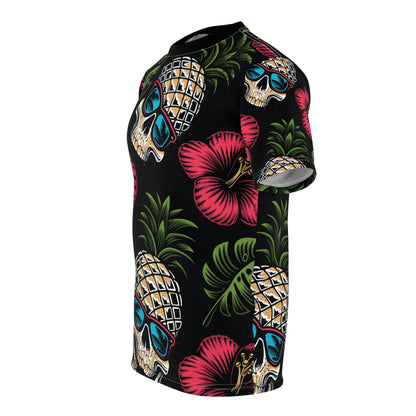 Unisex Cut & Sew Tee (AOP) - Tropical Skull