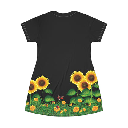 T-Shirt Dress (AOP) - Sunflowers