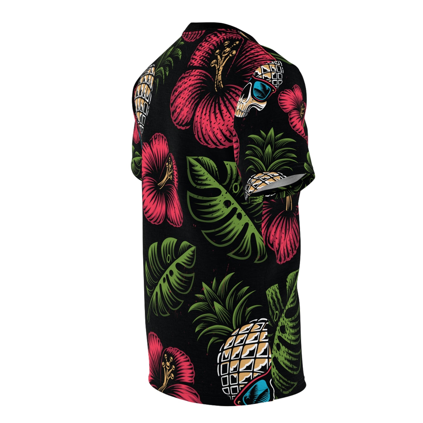 Unisex Cut & Sew Tee (AOP) - Tropical Skull