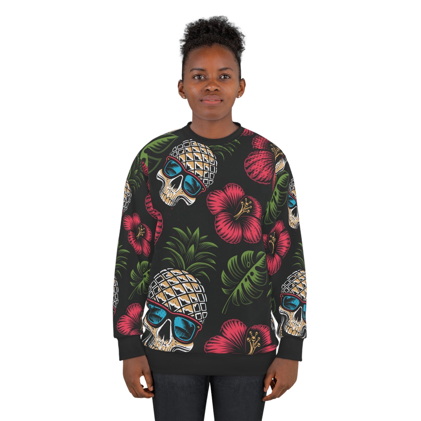 Unisex Sweatshirt (AOP)  - Tropical Skull