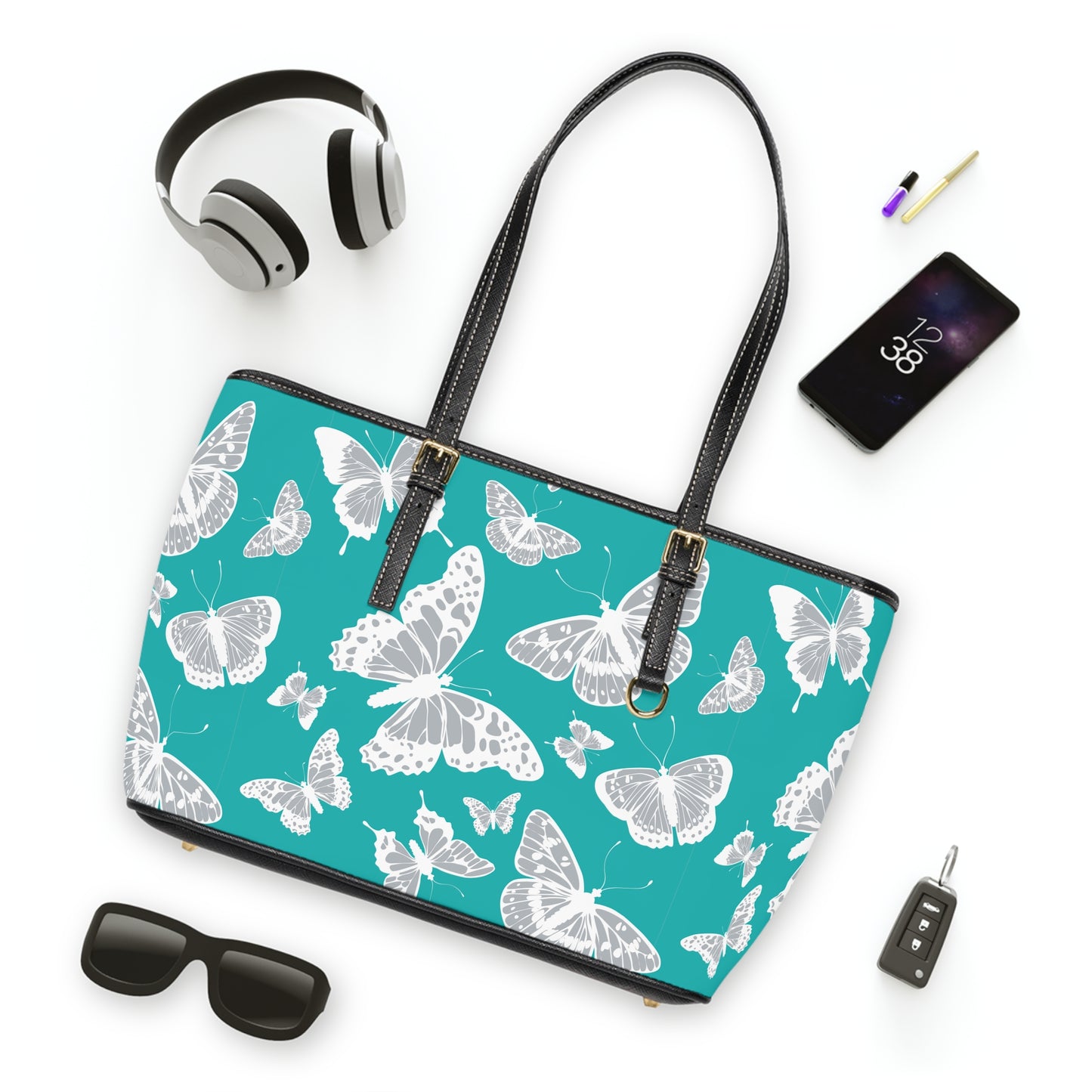 PU Leather Shoulder Bag - Butterfly