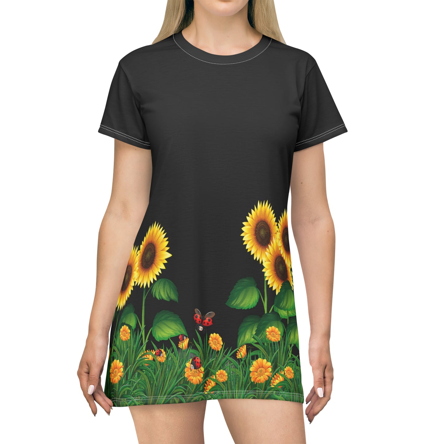 T-Shirt Dress (AOP) - Sunflowers