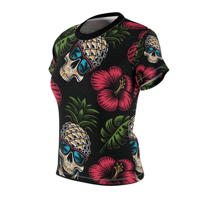 Women's Cut & Sew Tee (AOP) - Tropical Skull