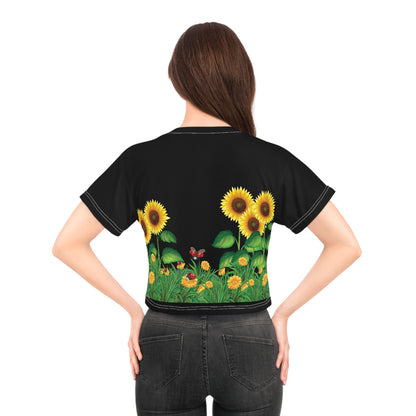 Crop Tee (AOP) - Sunflowers