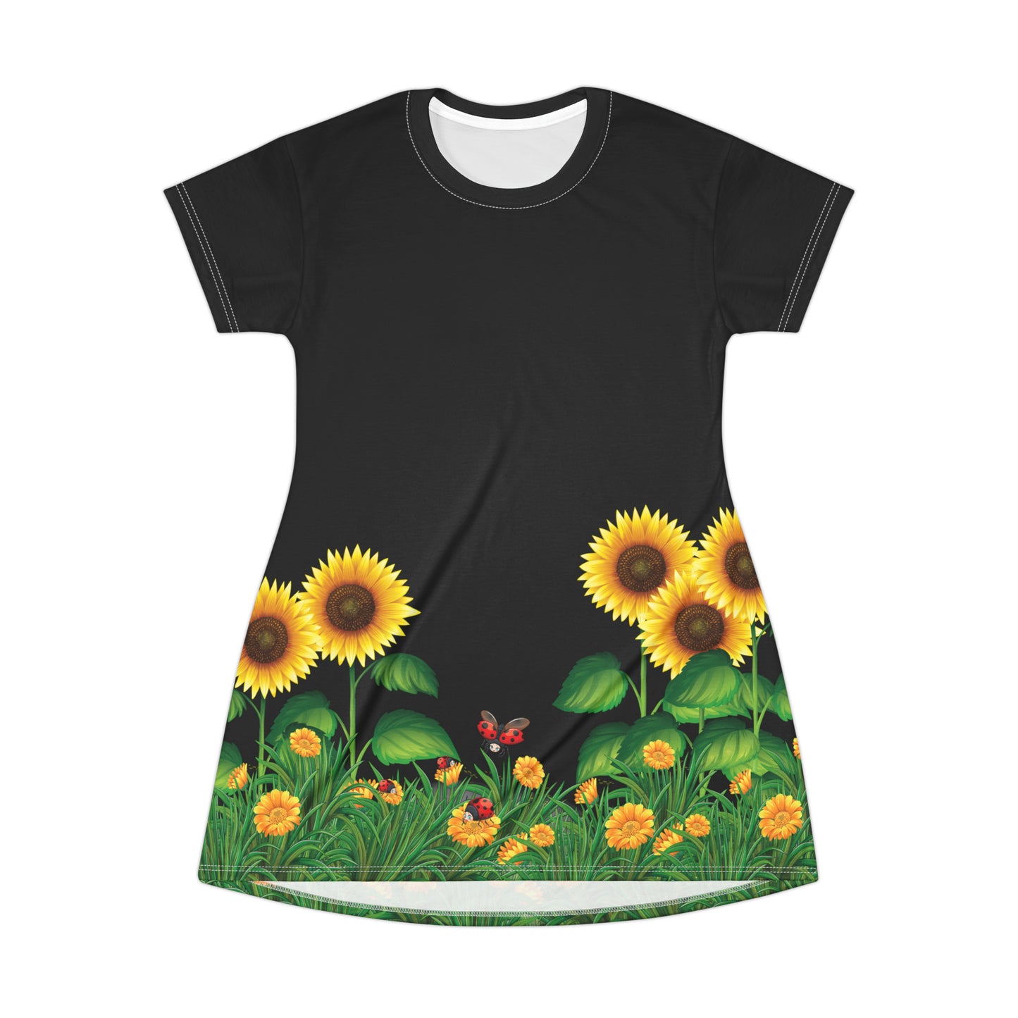 T-Shirt Dress (AOP) - Sunflowers