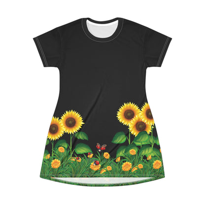 T-Shirt Dress (AOP) - Sunflowers