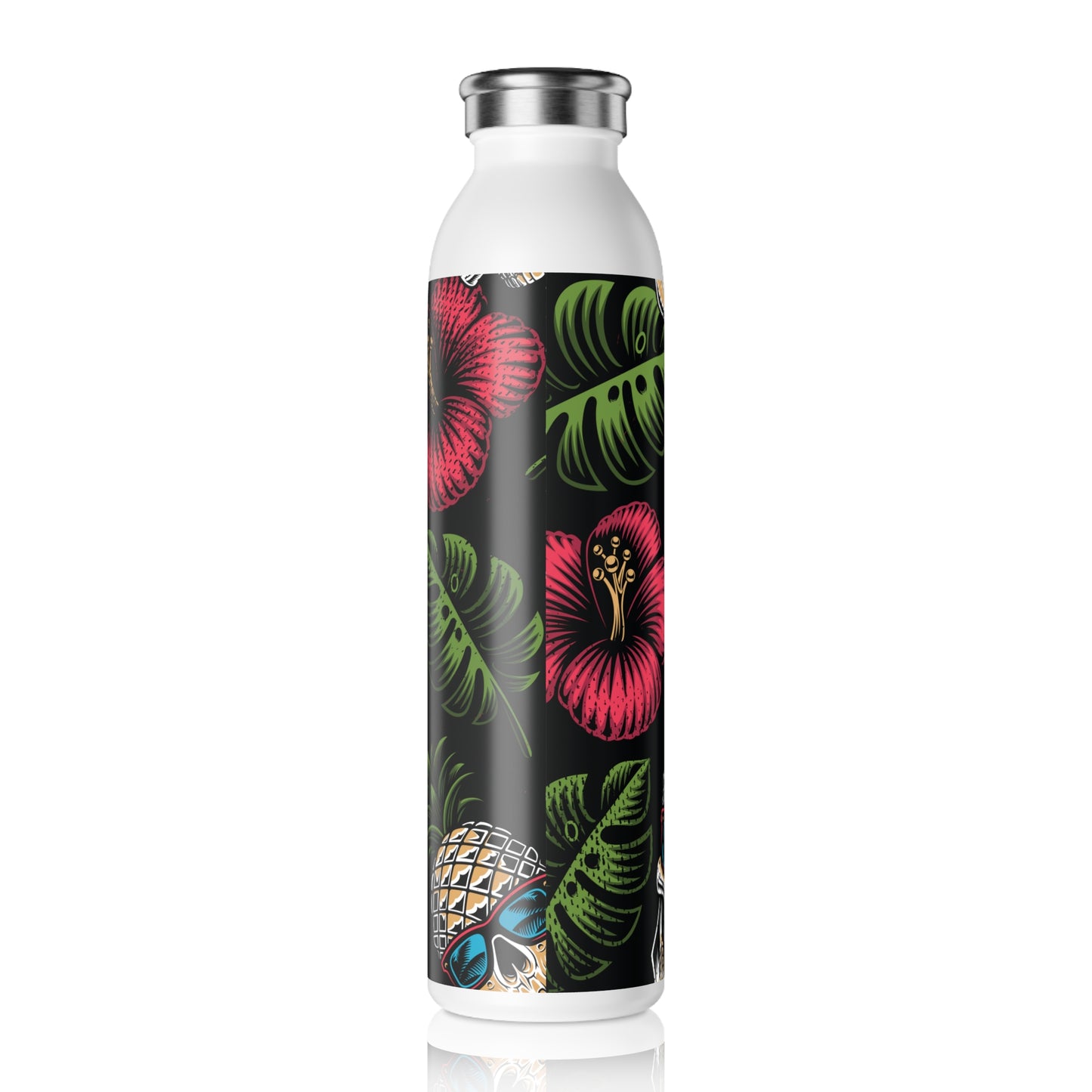 Slim Water Bottle -Tropical Skull