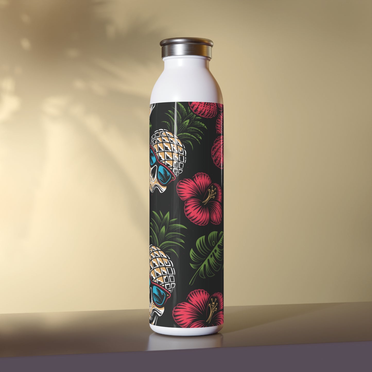 Slim Water Bottle -Tropical Skull