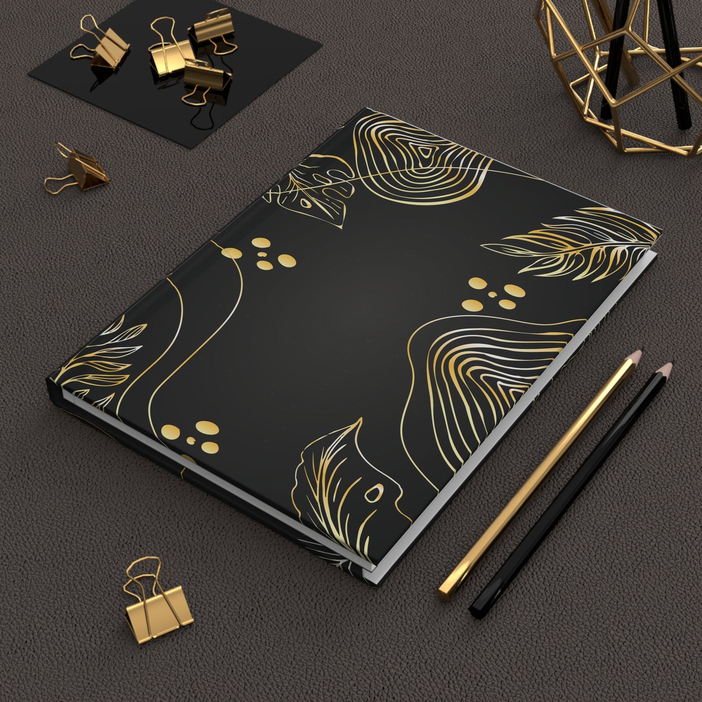 Hardcover Journal Matte - Black Abstract