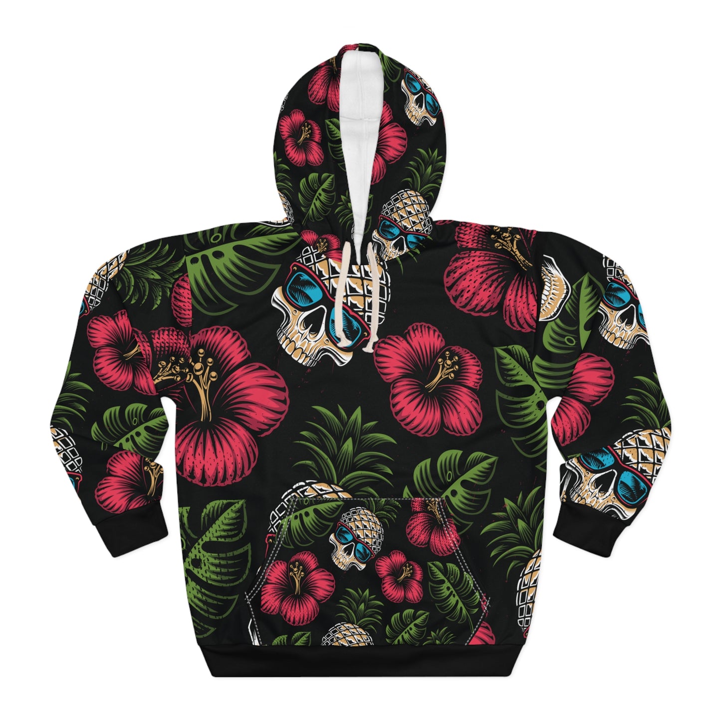 Unisex Pullover Hoodie (AOP) - Tropical Skull