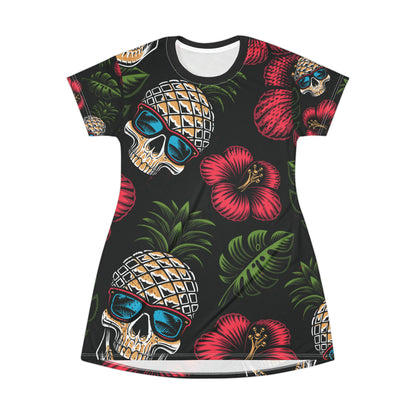 T-Shirt Dress (AOP) -Tropical Skull