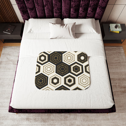 Sherpa Blanket, Two Colors - Black/Gold Hex