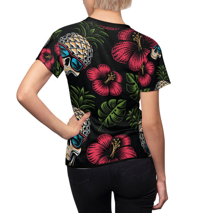 Women's Cut & Sew Tee (AOP) - Tropical Skull