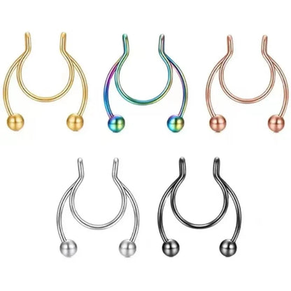 Stainless Steel Magnet Nose Ring Horseshoe Ring Nose Clip Non-pierced Nose Hoop Magnetic Nose Nail piercing nariz piercing