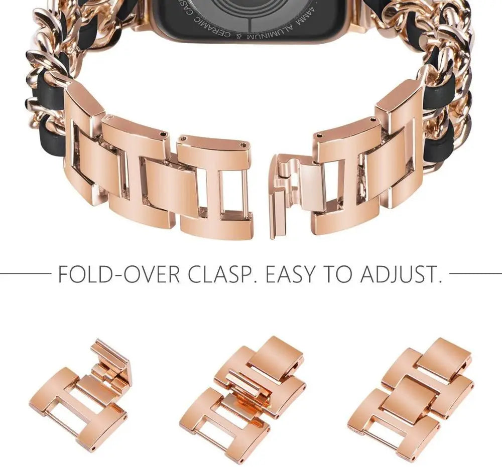 Strap For Apple Watch Ultra 49mm Band chain 45mm 41mm 38 42mm 40 44mm Bracelet Steel luxury iWatch series 8 7 6 se 5 4 3 Correa