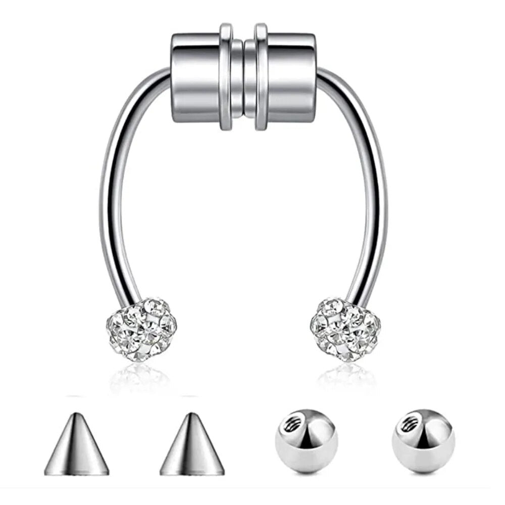 Stainless Steel Magnet Nose Ring Horseshoe Ring Nose Clip Non-pierced Nose Hoop Magnetic Nose Nail piercing nariz piercing