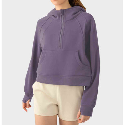 Half-Zip Long Sleeve Sports Hoodie