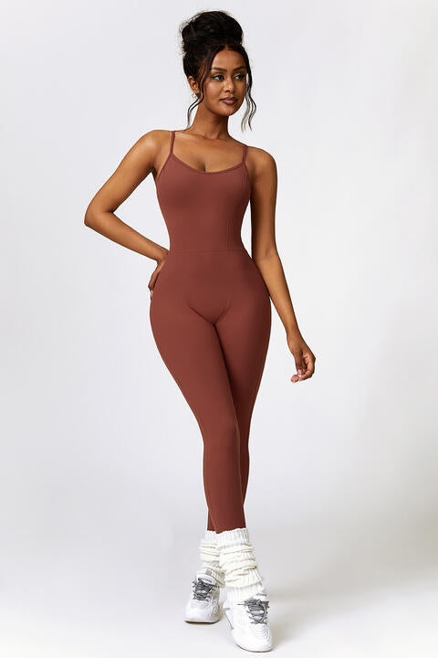 Open Back Spaghetti Strap Sports Jumpsuit