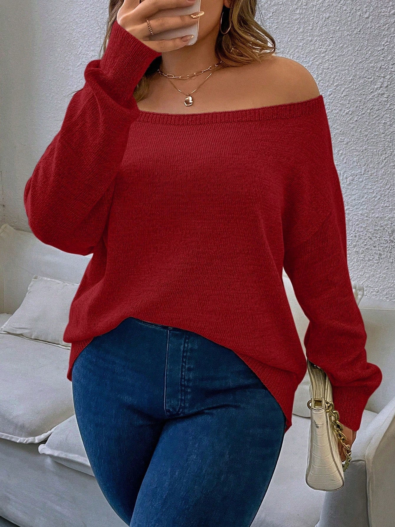 LUNE Plus Off Shoulder Sweater