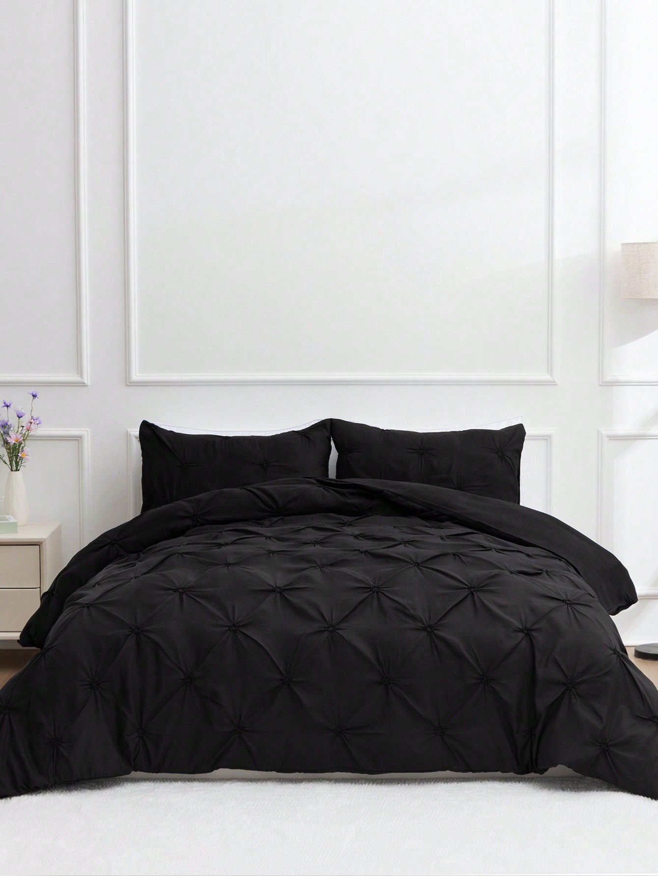 Pintuck Design Duvet Cover Set Without Filler