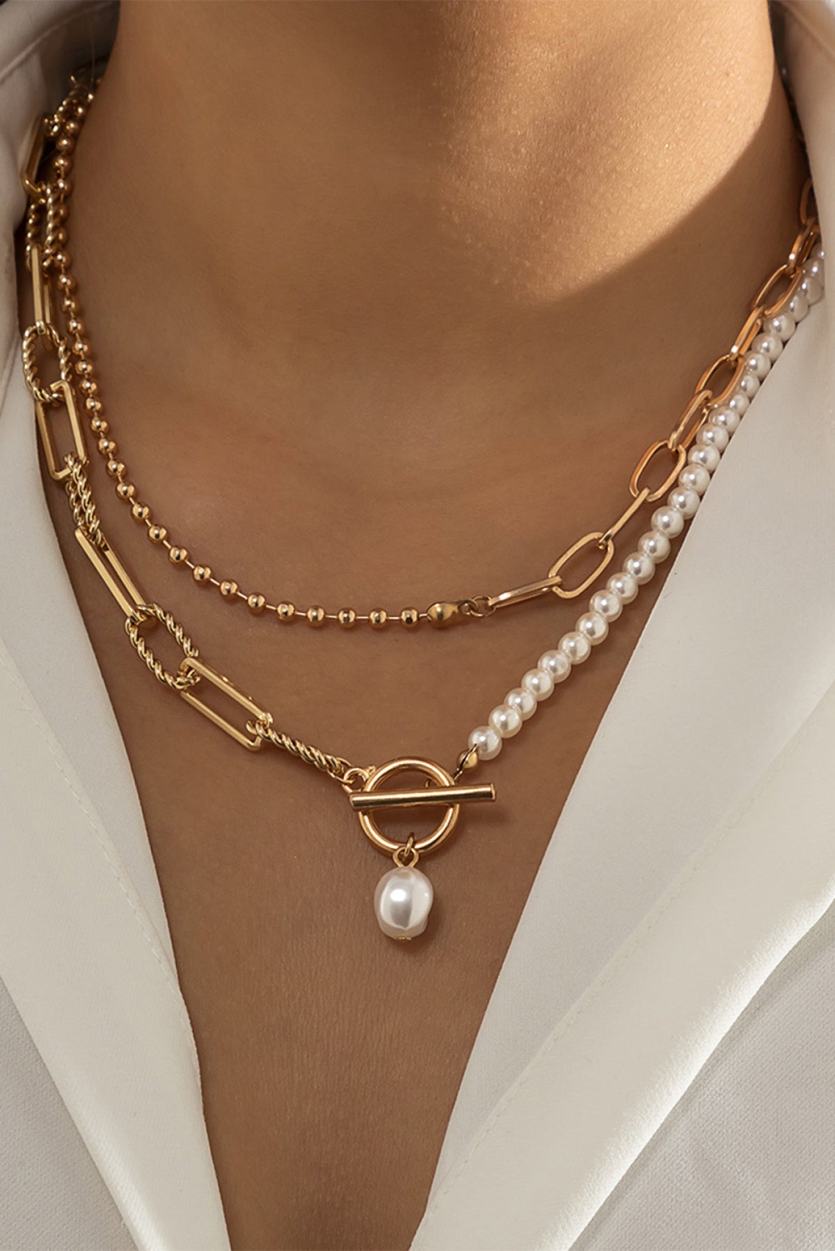 Pearl Beaded Vintage Chain Necklace