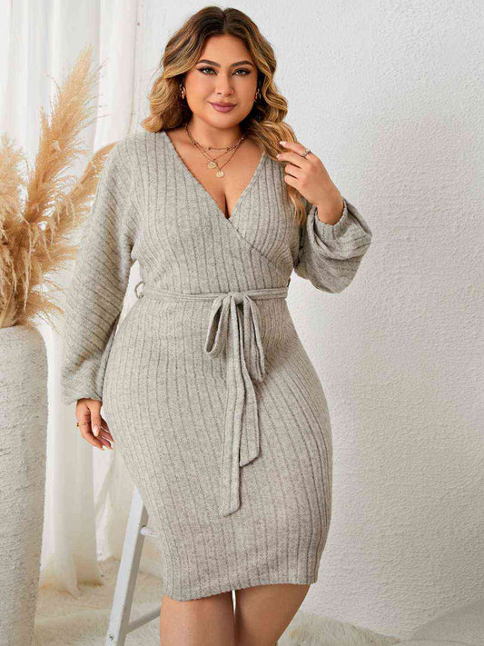 Plus Size Tie Waist Wrap Dress