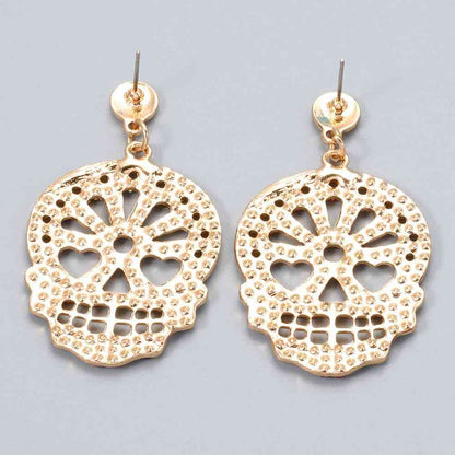 Skull Rhinestone Alloy Earrings