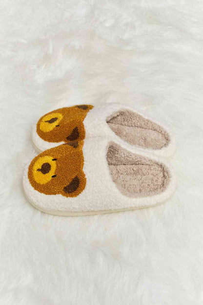 Melody Teddy Bear Print Plush Slide Slippers