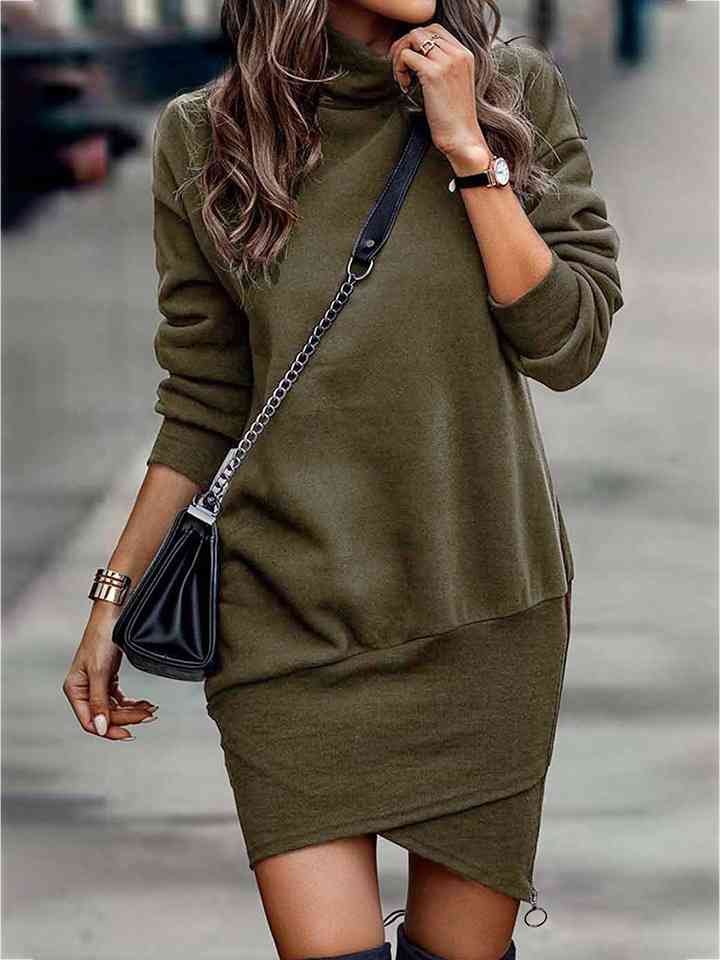 Round Neck Long Sleeve Mini Dress