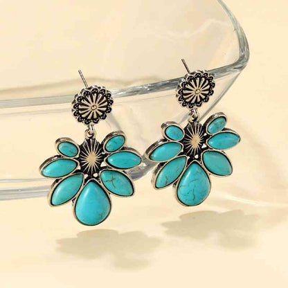 Artificial Turquoise Flower Earrings