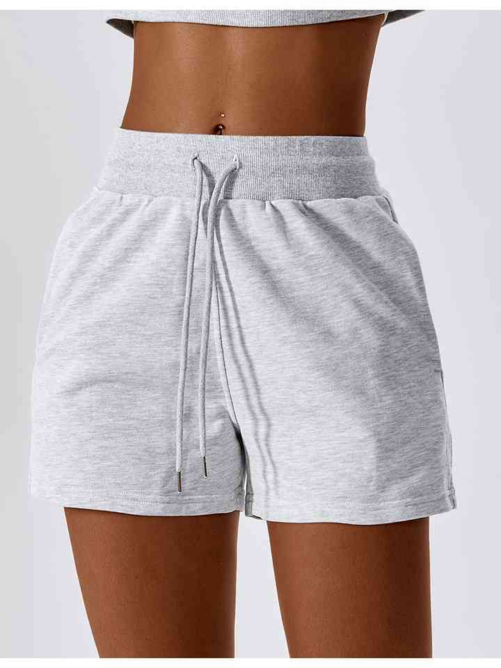 Drawstring Smocked Waist Sports Shorts