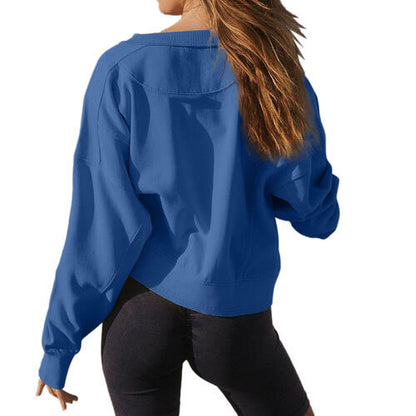 Round Neck Drop Shoulder Long Sleeve Sweatshirt