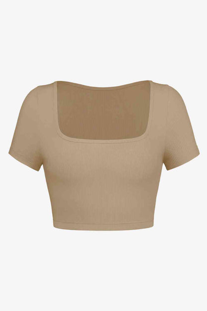 Square Neck Ribbed Crop Top