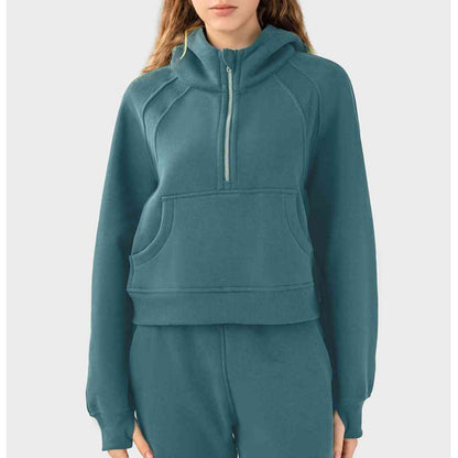 Half-Zip Long Sleeve Sports Hoodie