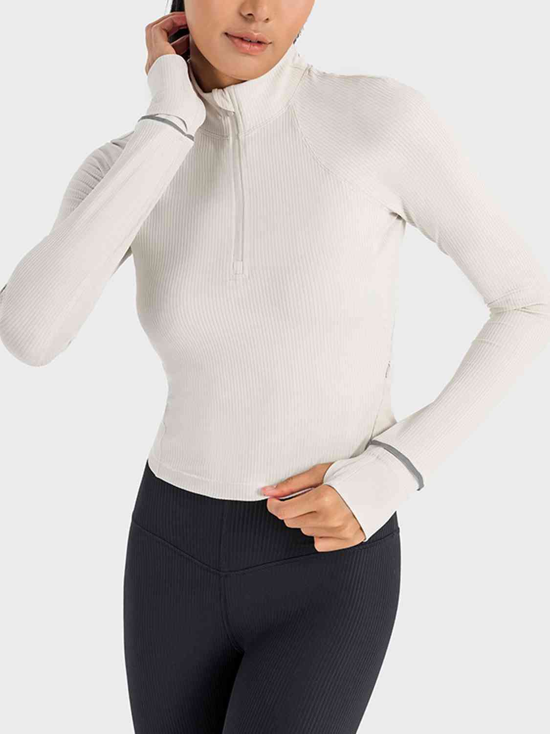 Mock Neck Half Zip Long Sleeve Sport Top