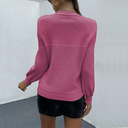 Pearl Detail Round Neck Sweater