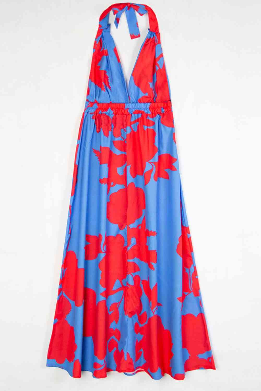 Contrast Halter Neck Maxi Dress