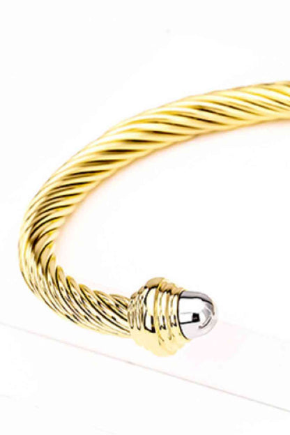 Stainless Steel Twisted Open Bracelet