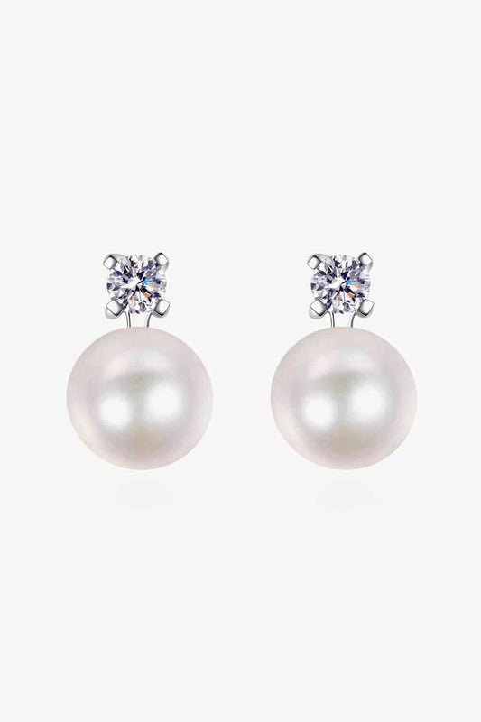 Moissanite Pearl Stud Earrings