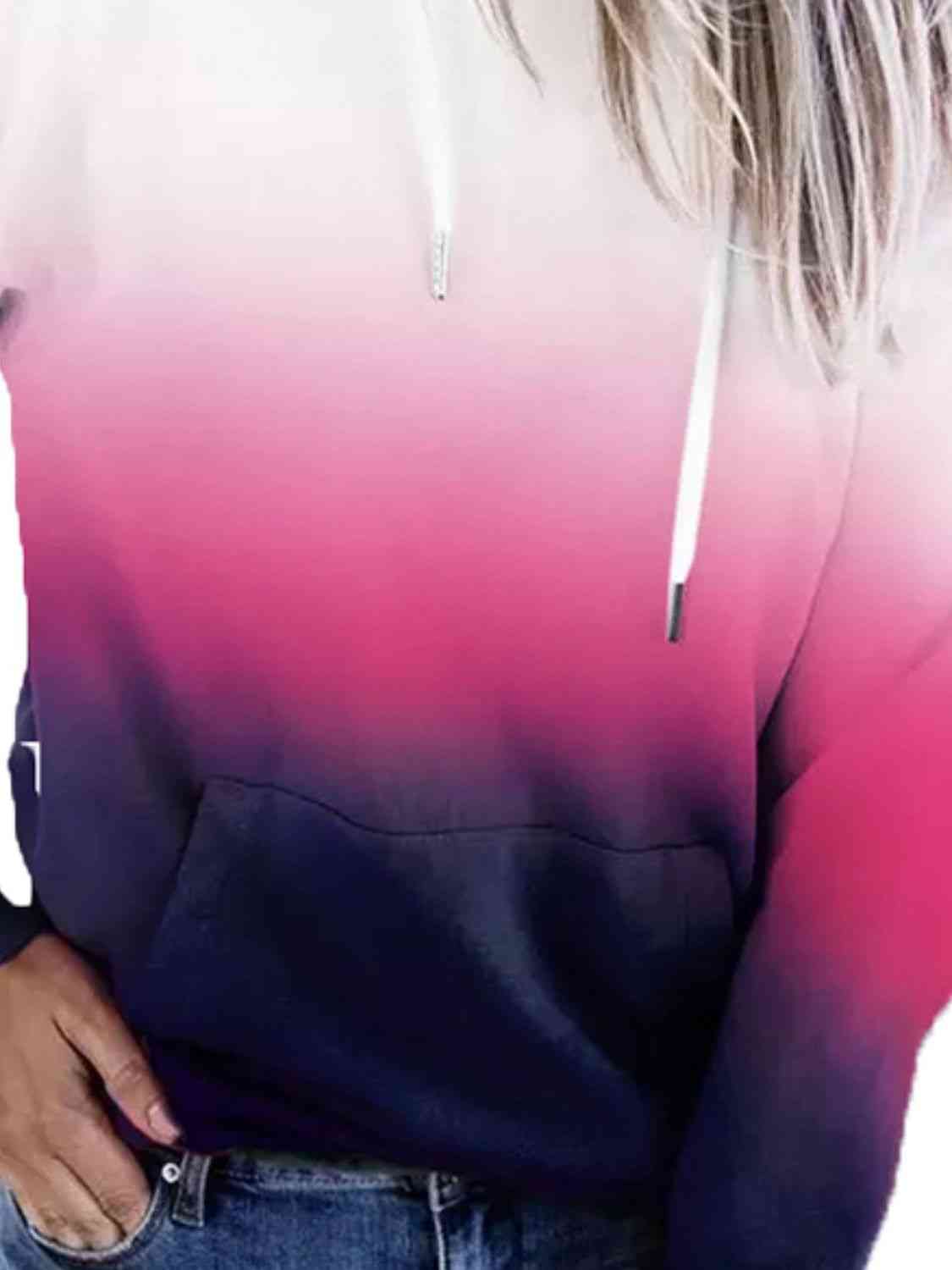 Gradient Drawstring Long Sleeve Hoodie