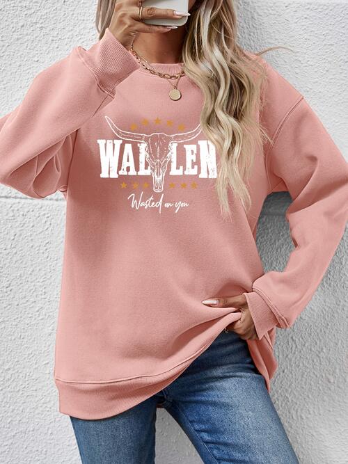 Graphic Round Neck Dropped Shoulder Sweatshirt