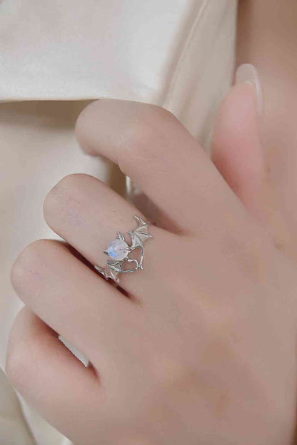 Moonstone Bat 925 Sterling Silver Ring