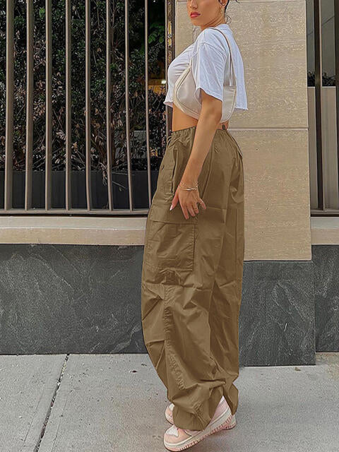 Drawstring Waist Pants with Pockets