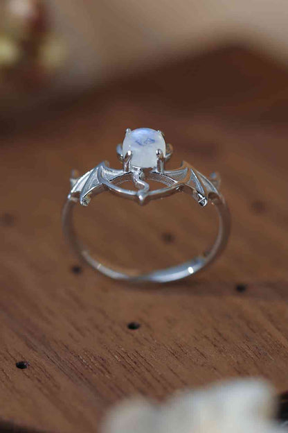 Moonstone Bat 925 Sterling Silver Ring