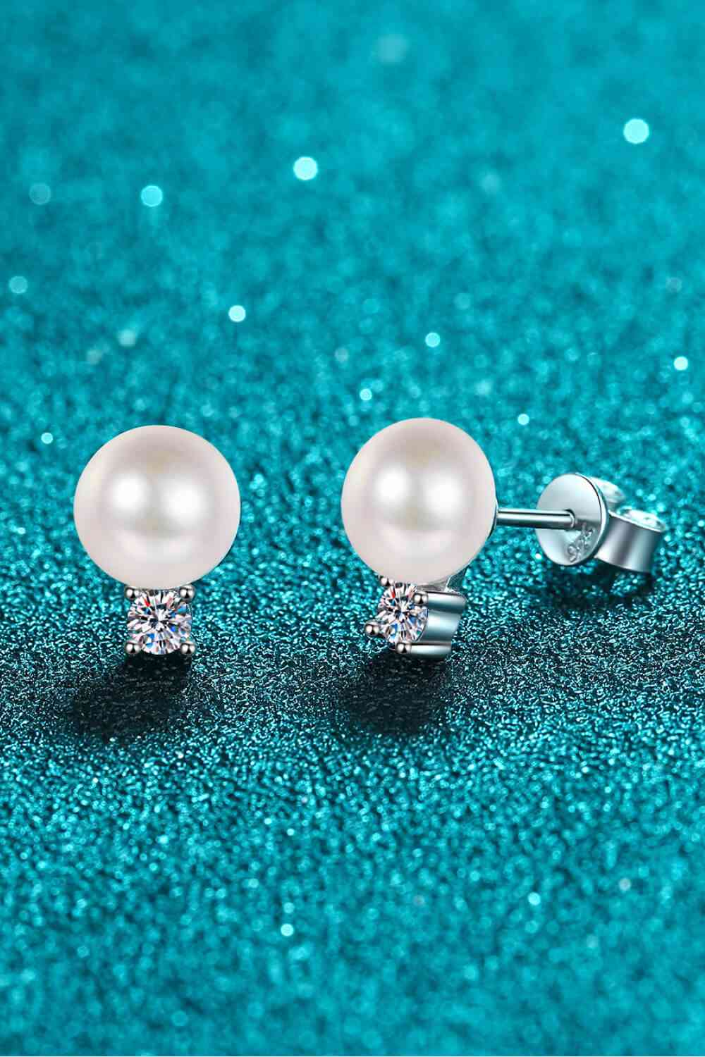 Moissanite Pearl Stud Earrings