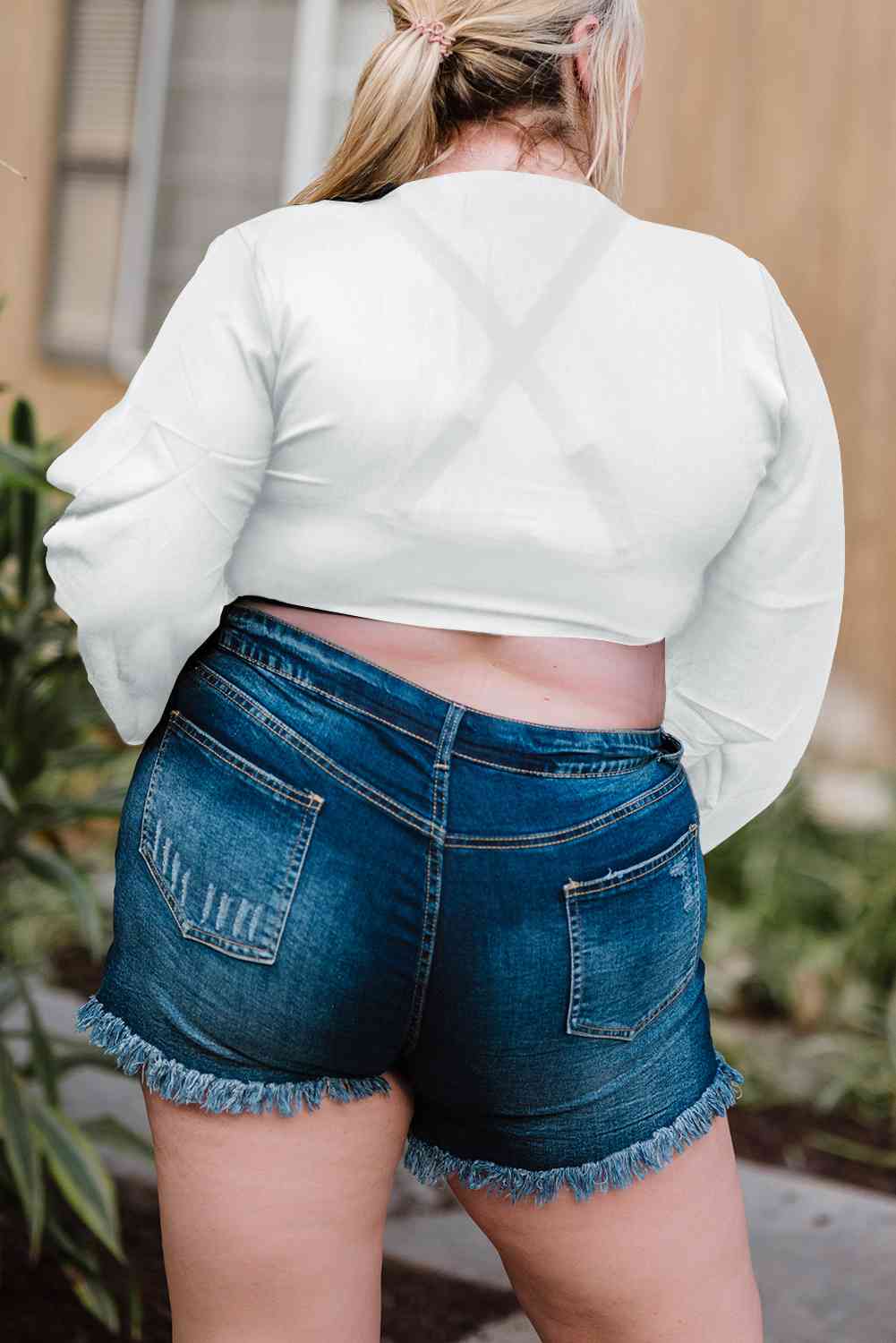 Plus Size Tie Front Crop Top