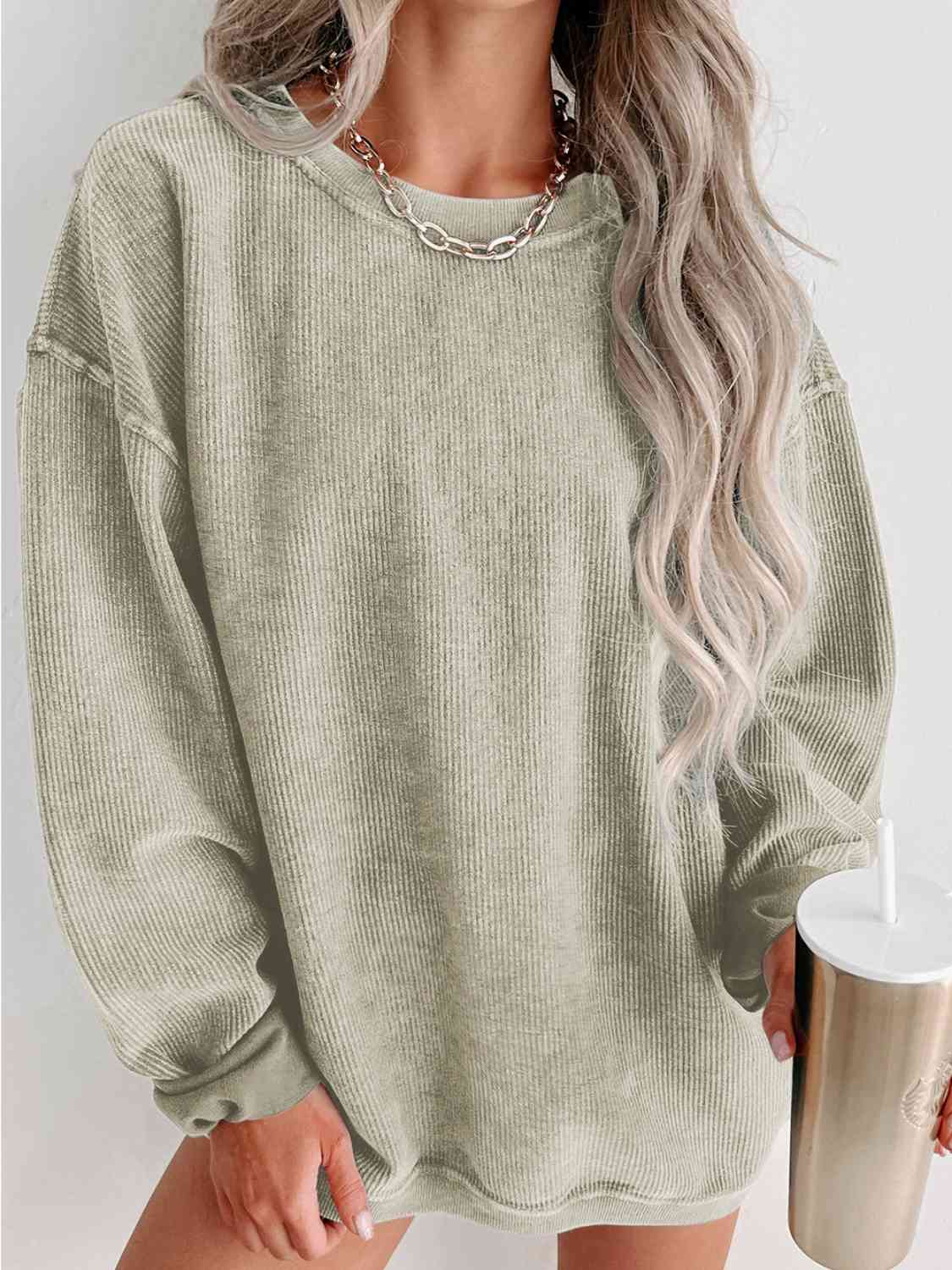 Round Neck Dropped Shoulder Sweatshirt