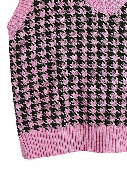 Houndstooth V-Neck Sweater Vet