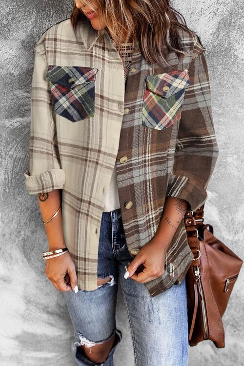 Plaid Collared Neck Button Down Shirt