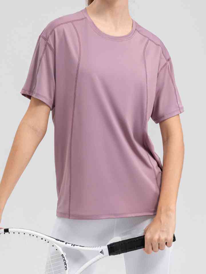 Round Neck Short Sleeve Active Top